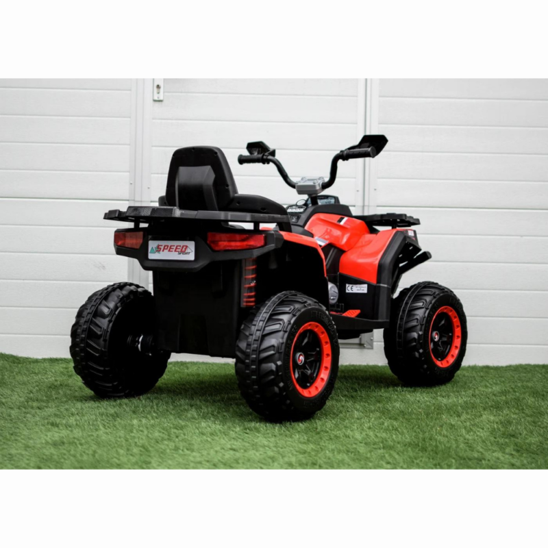 SuperOffroad Ride-On elektriline ATV lastele – esmaklassiline 12V 4x4 punane kaugjuhtimispuldiga ATV