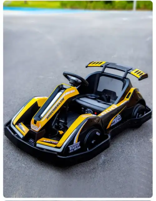 Elektriline sõiduauto lastele vanuses 3-11 aastat, Racing Kart, 90W, 12V-7Ah, pult kaasas, kollane